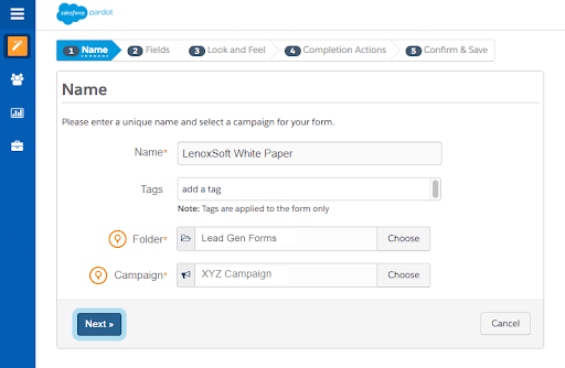 Form Creation Form - Pardot
